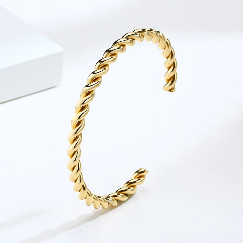 Vnox Classic Elegant Thin Bangle for Girls Kids Women, Cuff Bracelets Temperament Stainless Steel Child Chic Simple Ornaments