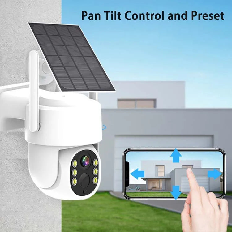 Rscamtom 4MP Solar Power Two Way Audio PTZ Camera Wifi NVR System 4CH Solar Lcd Monitor Cctv Kit Wireless Security Camera