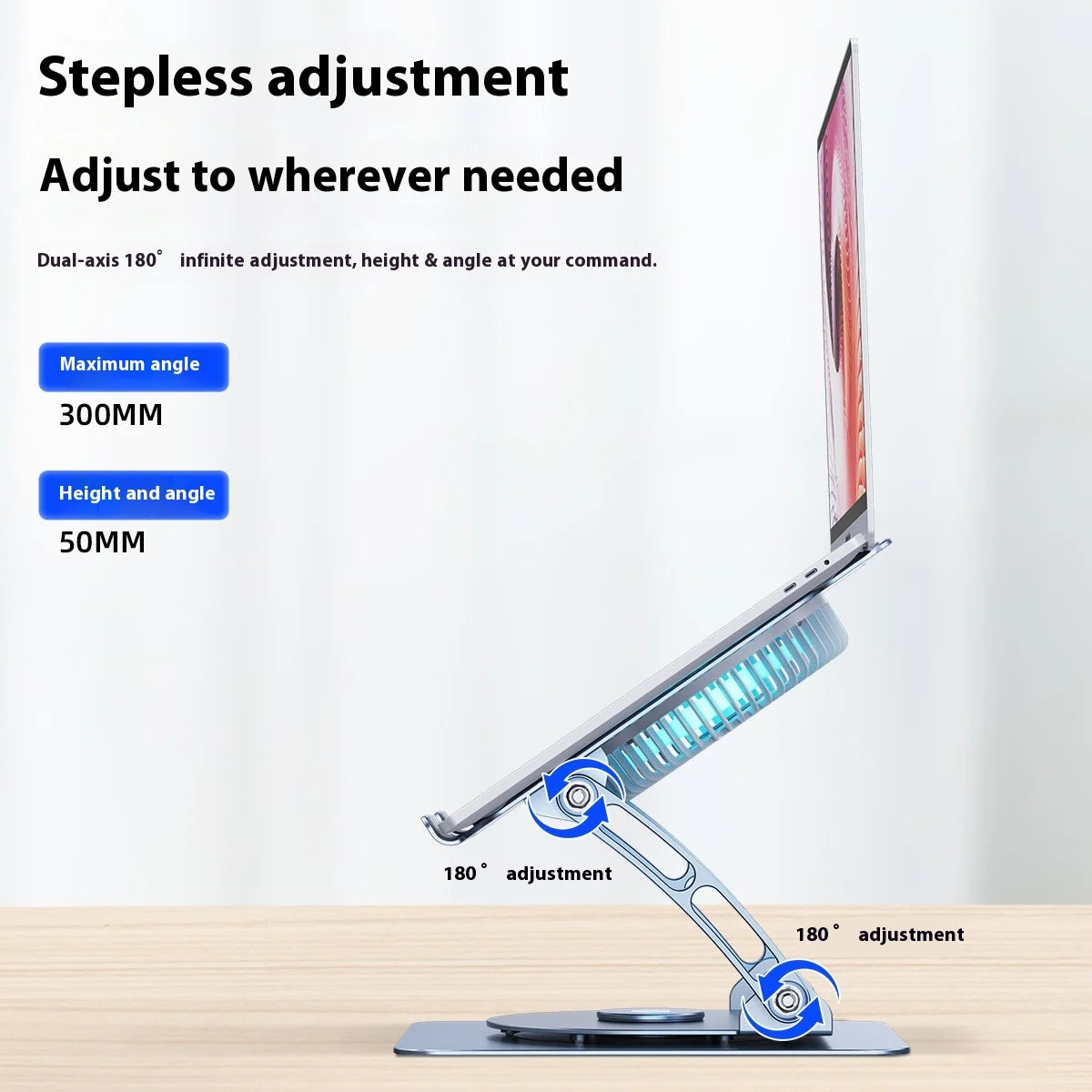 Adjustable Aluminum Laptop Stand With Cooling Fan 360 Rotation Foldable Ergonomic Laptop Holder for Office Business Gift OEM ODM