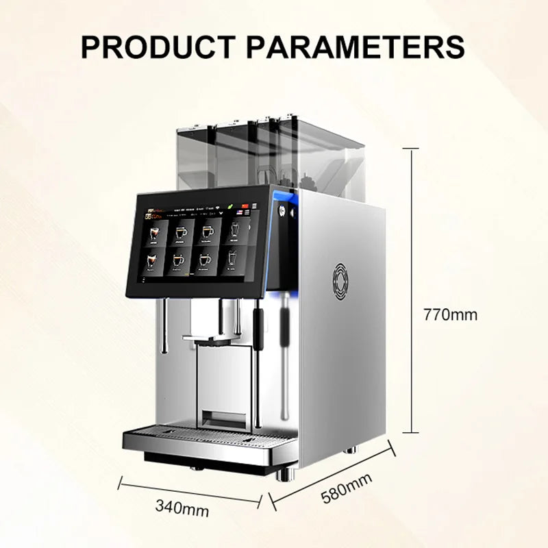 Self Adjust Taste Smart One-button Grinder Bean to Cup Maquina Para Cafe Express Y Capuchino Automatic Coffee Machine Commercial