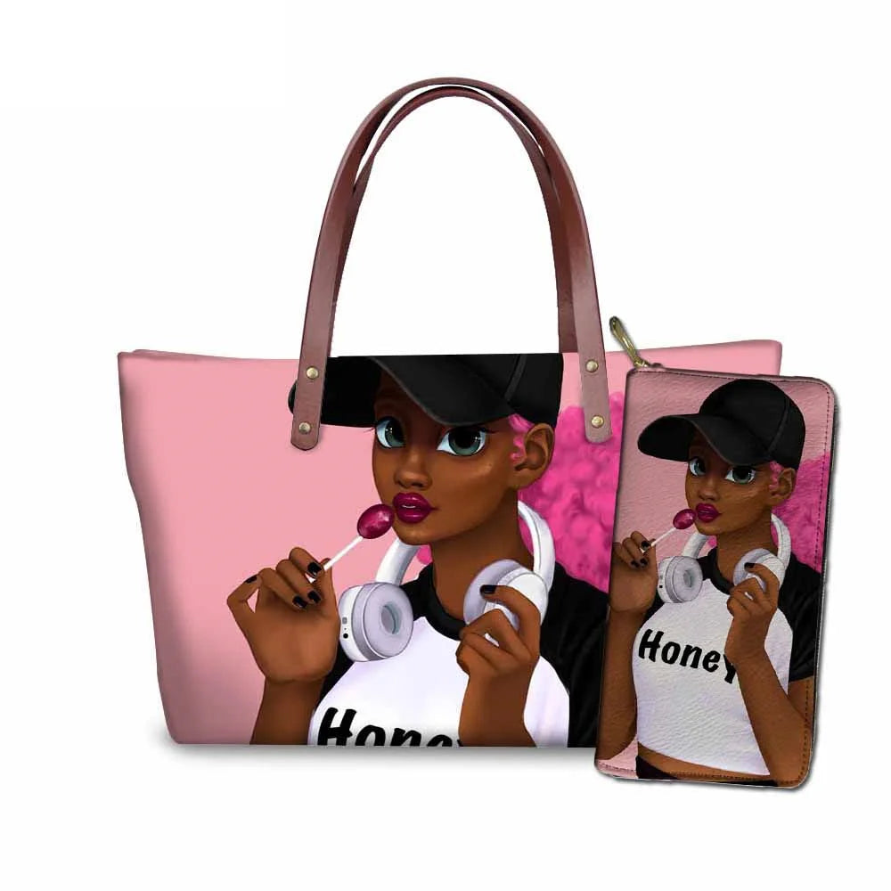 Young Ladies Handbags Black Art American African Girls Printed Popular Hand Bags Women Handbags Lady Fashion Designers Handbags
