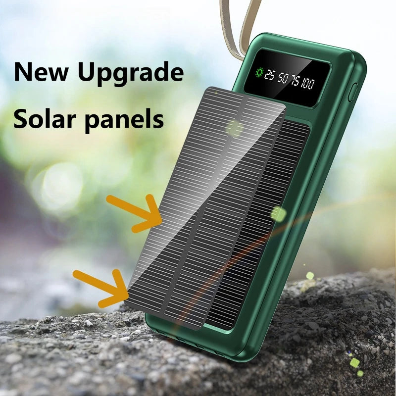 Sell Like Hot Cakes Usb Dual Input Port Li-polymer Built-in 4 Cables Solar Mobile Charger Portable Solar Power Bank 10000mah