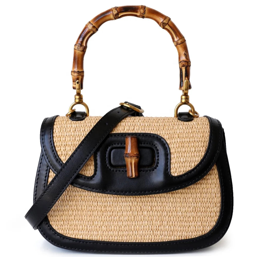 Genuine Leather Women Handbags Ladies Designer Bag 2022 Handbags for Women Luxury Bamboo Bag Cover Polyester Lock Satchels