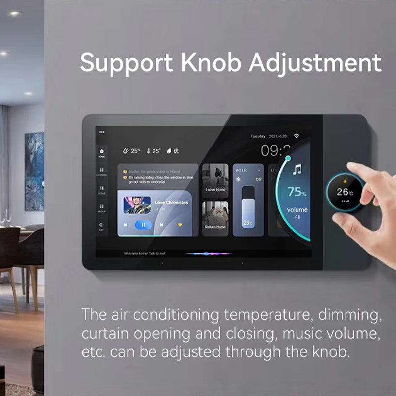 New 8'' Inch Tuya HD LCD Touch Control Android Smart Home Gateway Panel with 2 Gang Relays and 2 Speakers Music Center Panel