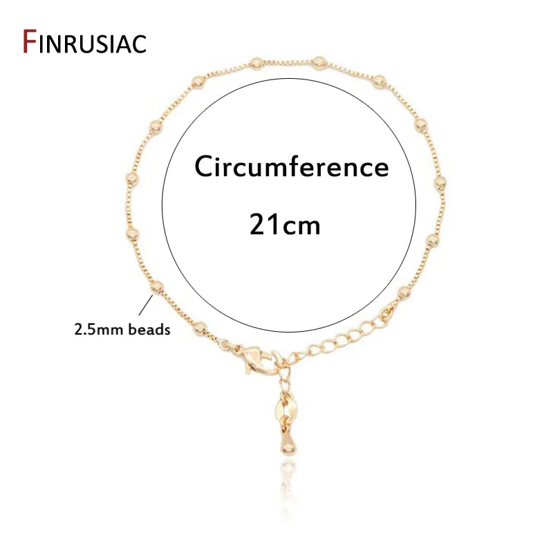 2022 New Fashionable Round Beads Bracelet For Women Gold Plated Simple Adjustable Chain Bracelets Jewelry