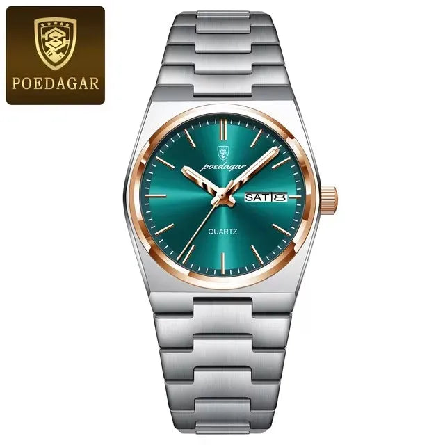 POEDAGAR 786 Date Week Stainless Steel Women's Watches Luxury Watch Woman Ladies Elegant Quartz Watch Waterproof Luminous Clock