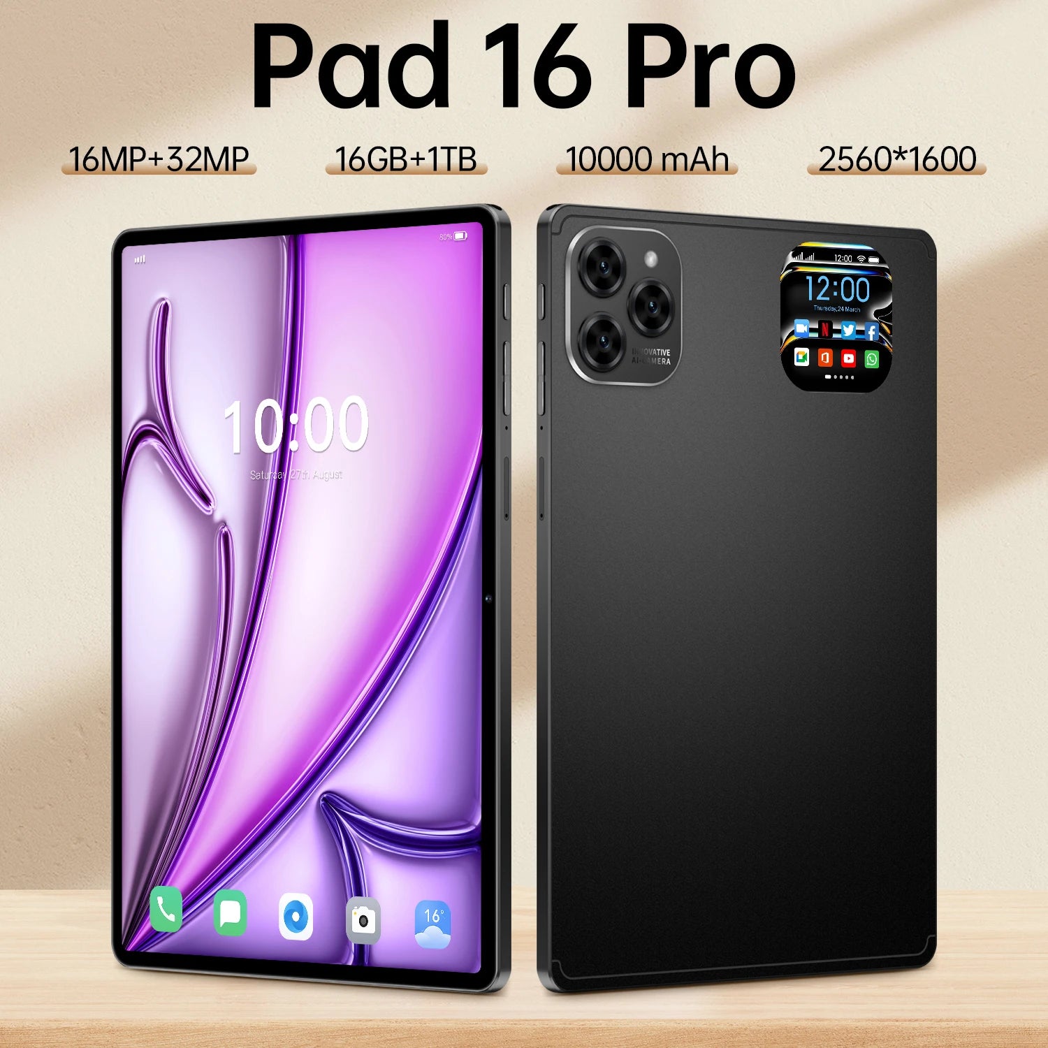 Hot-Selling 10.1" HD Octa Core Android 15 Tablet PC 16 Pro 16MP+32MP MTK 4G/5G 16GB Capacitive Screen