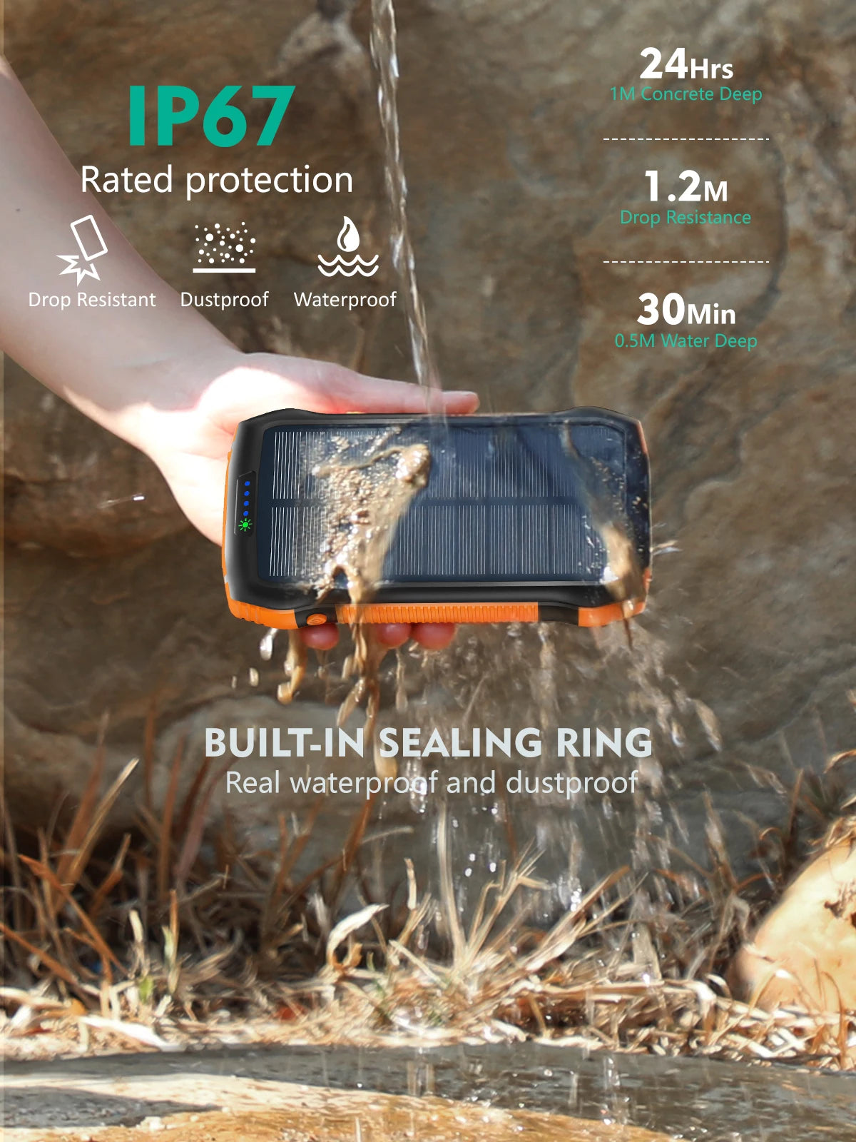 Free Sample 2025 Outdoor Waterproof Wireless Fast Charging OEM Logo Custom 26800mAh Large Capacity Solar Power Bank LED Display