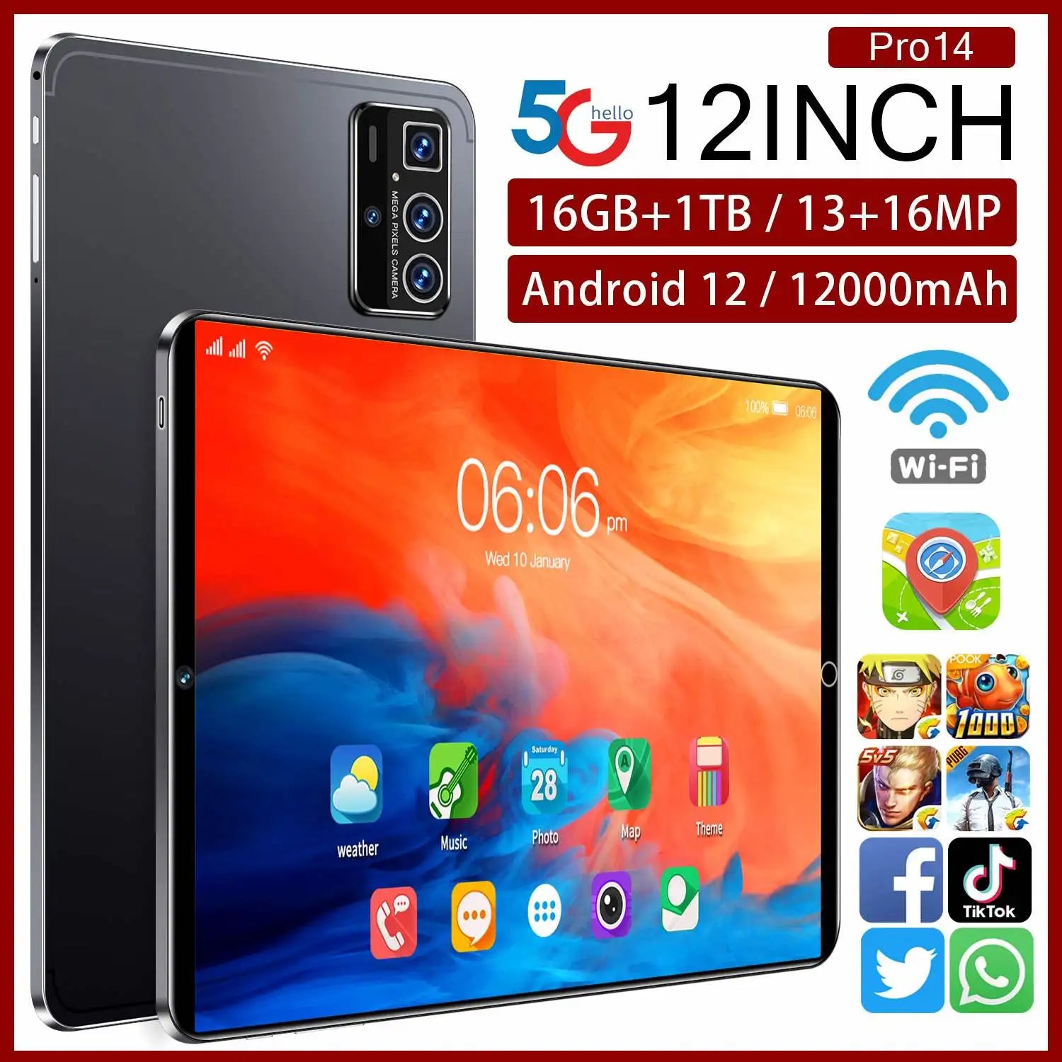 2024 Smart 4G Tablet the Ultimate Device with 16GB RAM 256GB Storage Octa Core MTK Processor Educational Use for Office Leisure