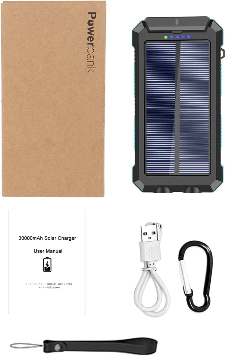 Outdoor Emergency Portable Solar Power Bank Type-c 20000mah Dual Usb Solar Panel Portable Power Station
