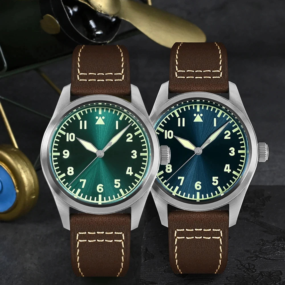 San Martin SN031-G2 Men's Watches Pilot YN55 Simple Sunray Dial Automatic Mechanical Wristwatch Waterproof 200m Luminous Relojes