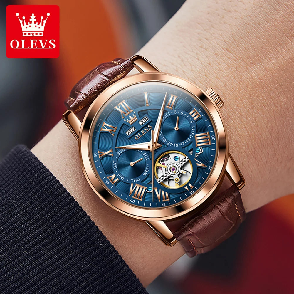 OLEVS 6668 Men's Watches Mirror Original Quartz Watch for Man Waterproof Luminous Stainless Steel Wristwatch Male Date Hours