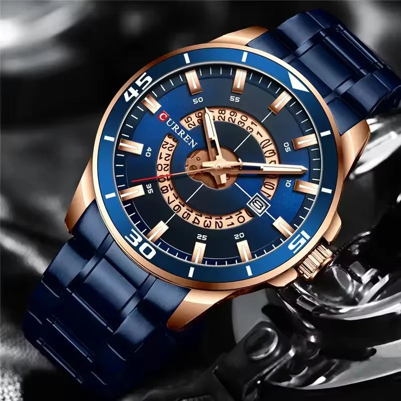 CURREN 8359 Gold Men's Watches Luxury Fashion Casual Business Stainless Steel Waterproof Date Top Brand Quartz Watch for Men