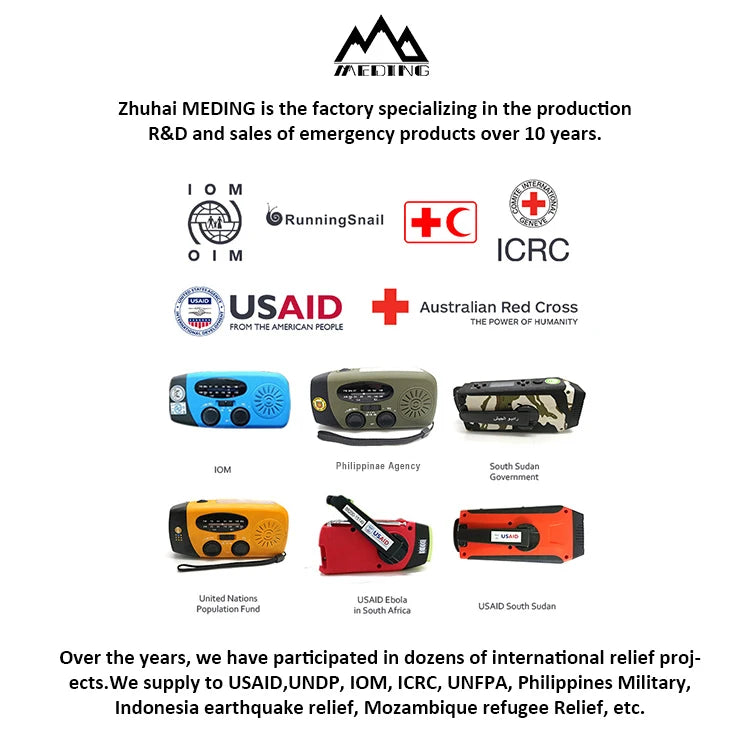 AM/DM/NOAA Radio 8000mAh Crank Emergency Radio Portable Charger Solar Power Bank Radio dynamo