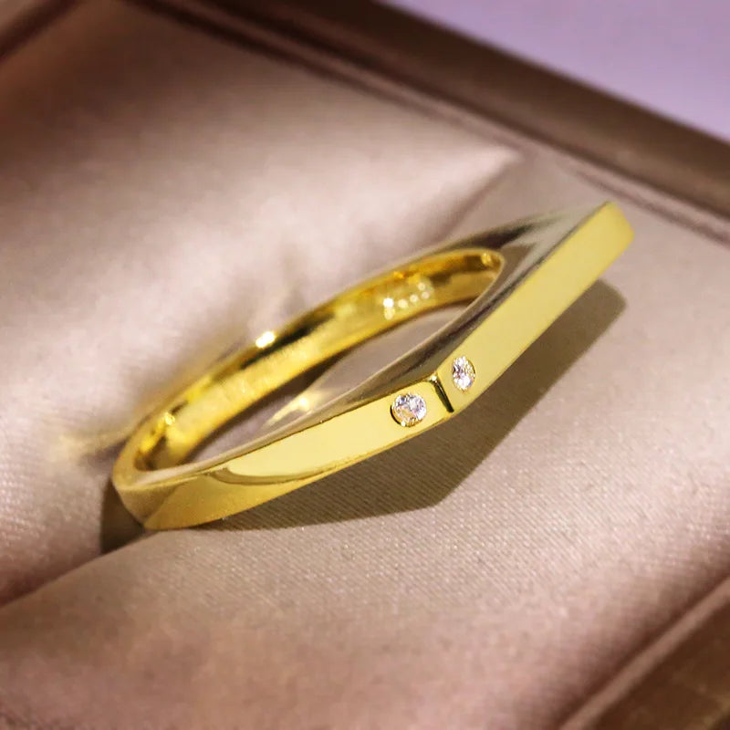 925 Silver Plated Geometric Minimalist Stacking Ring for Women Tri-color Gold Plated Dainty Fine Ring Birthday Gift