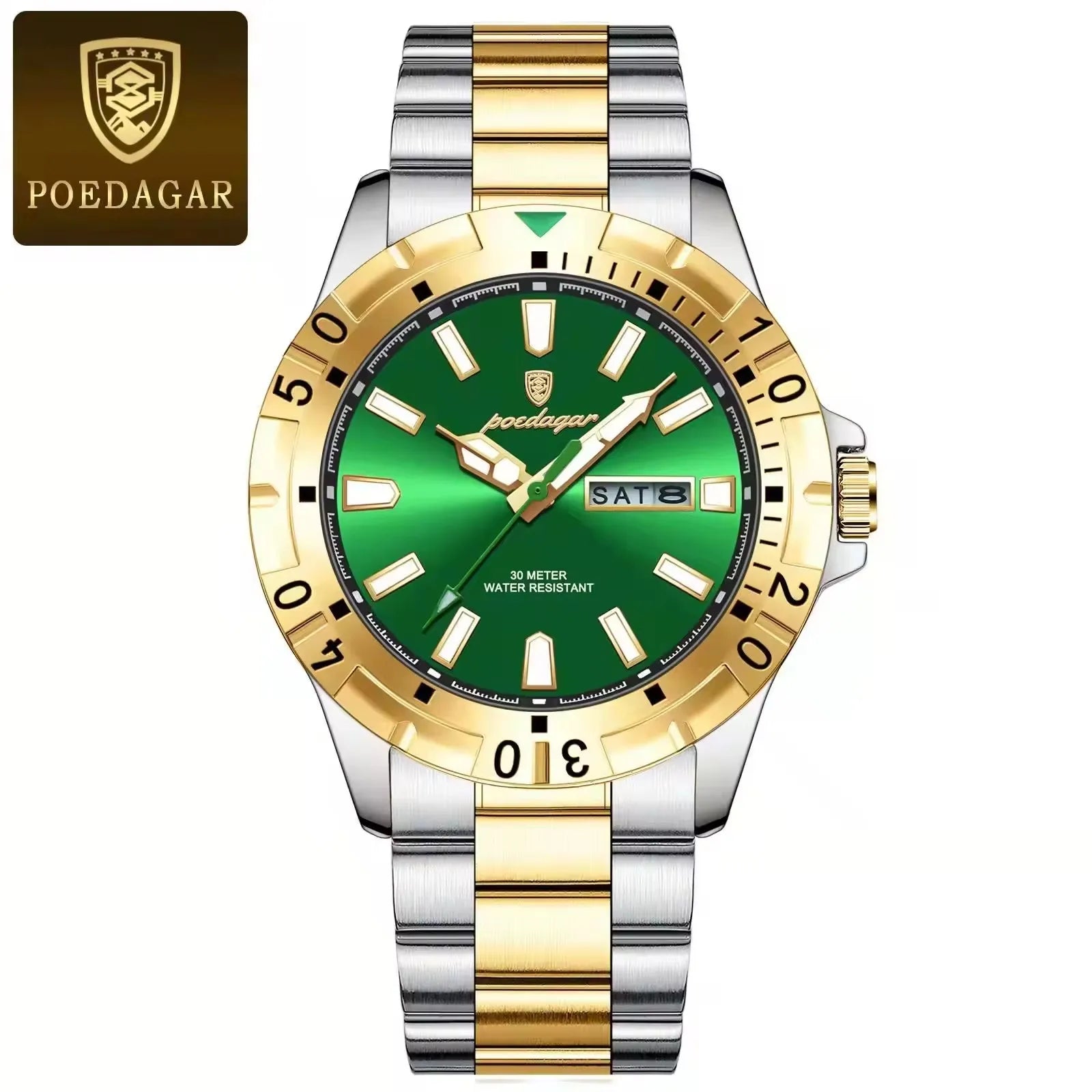 New POEDAGAR 959 Luxury Watch for Man Reloj Sports Men Quartz Watch Waterproof Luminous Date Week Stainless Steel Men's Watches