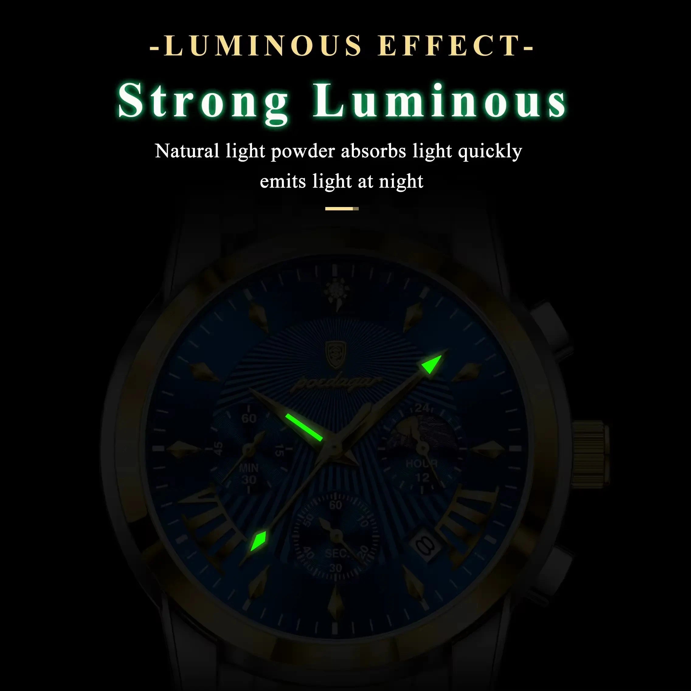 POEDAGAR 813 Fashion Men Quartz Watch Waterproof Luminous Date Chronograph Wristwatch Man Luxury Stainless Steel Men's Watches