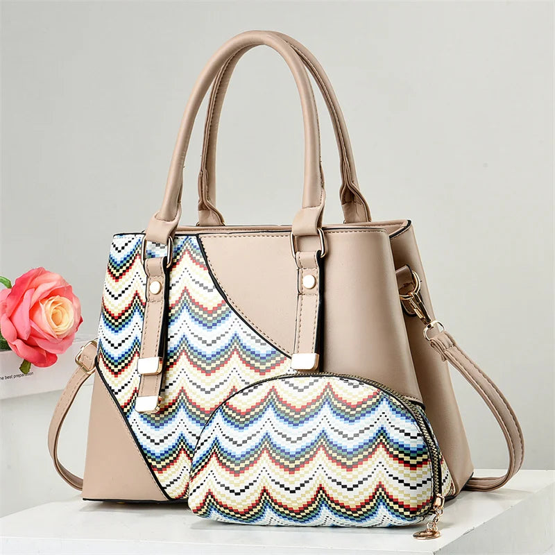 Large Capacity New Patchwork Versatile Fashion Retro Simple Elegant Temperament Bags Women Handbags Lady
