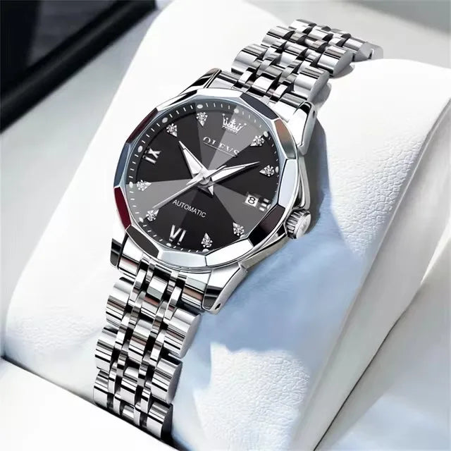 OLEVS 9982 Women Mechanical Automatic Wristwatches Waterproof Luminous Hands Women's Watches for Ladies Girls Montre Femme Reloj