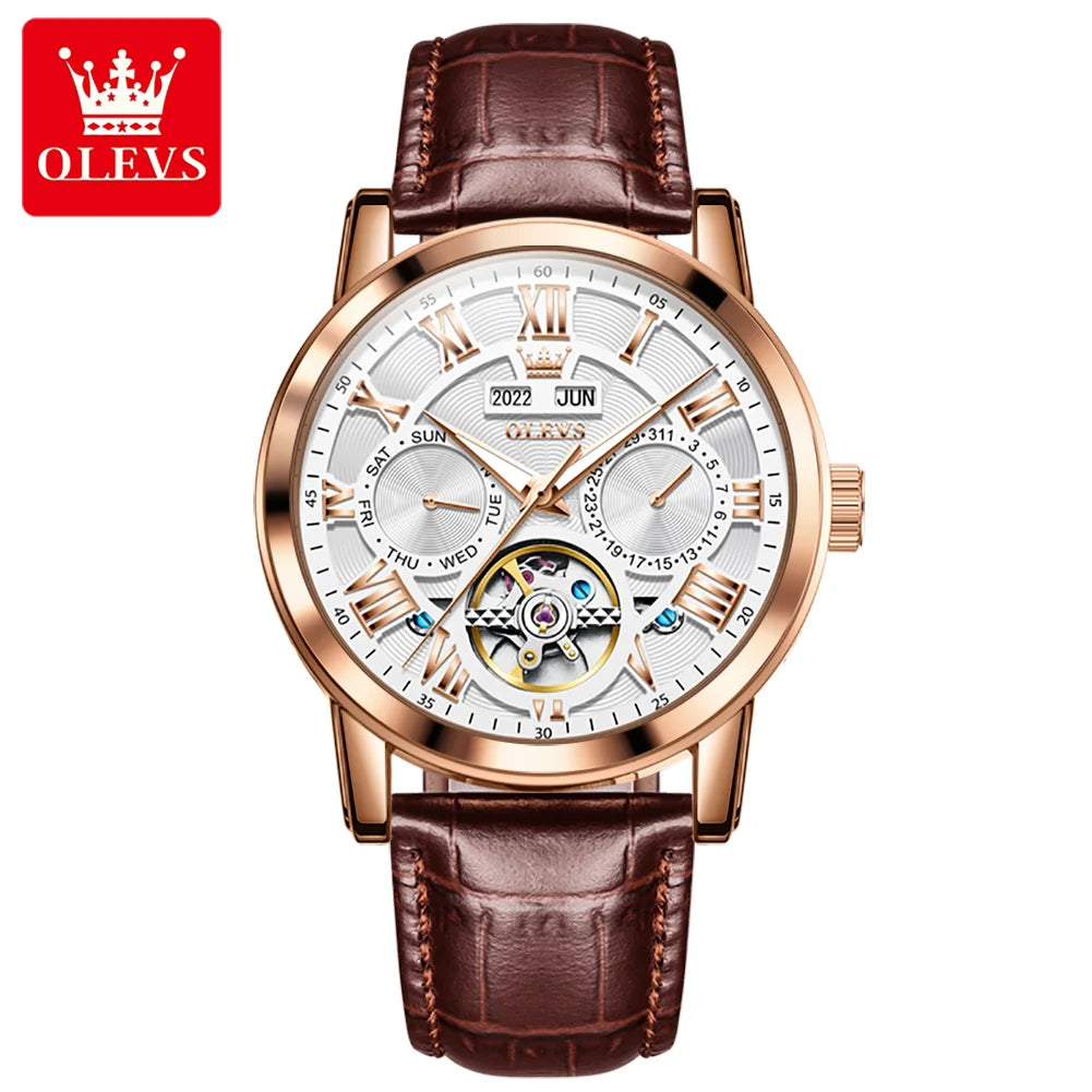 OLEVS 6668 Men's Watches Mirror Original Quartz Watch for Man Waterproof Luminous Stainless Steel Wristwatch Male Date Hours