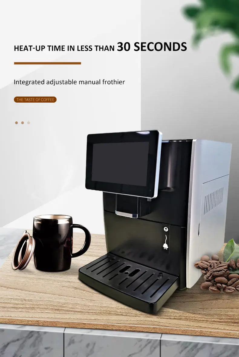 Automatic Coffee Machine 220V EU Plug Stainless Steel App-Controlled for Household & Hotel Use