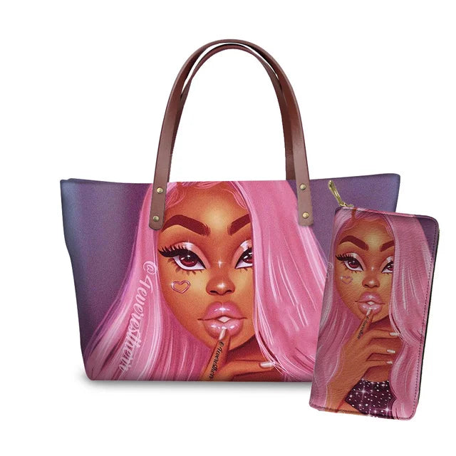 Young Ladies Handbags Black Art American African Girls Printed Popular Hand Bags Women Handbags Lady Fashion Designers Handbags