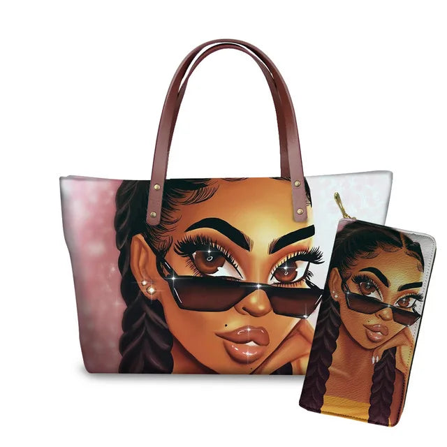 Young Ladies Handbags Black Art American African Girls Printed Popular Hand Bags Women Handbags Lady Fashion Designers Handbags