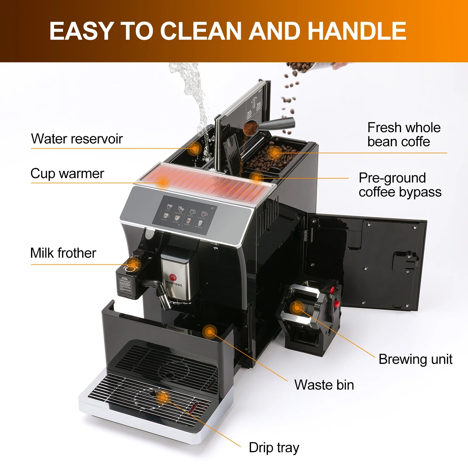 19Bar Home Espresso Coffee Maker Super Fully Automatic Coffee Machine