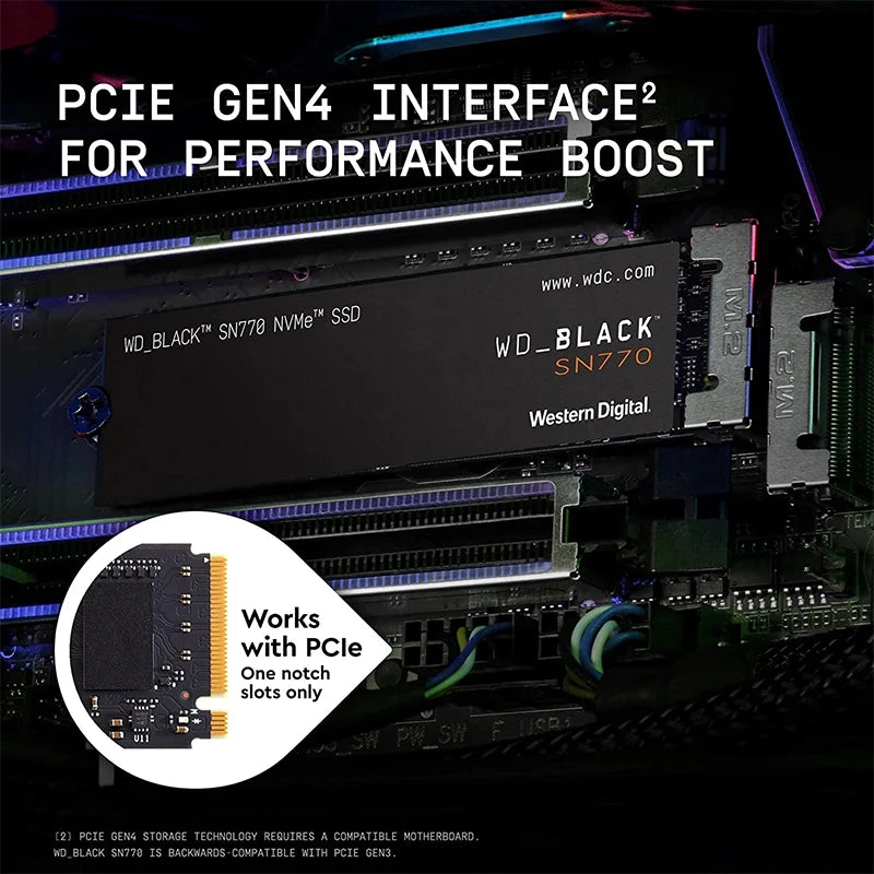 Original WD SN770 SSD 2TB Hard Drive Upto 5150mb/s Internal Solid State Drive PCIe Gen4 NVMe M2 2280 1TB SSD