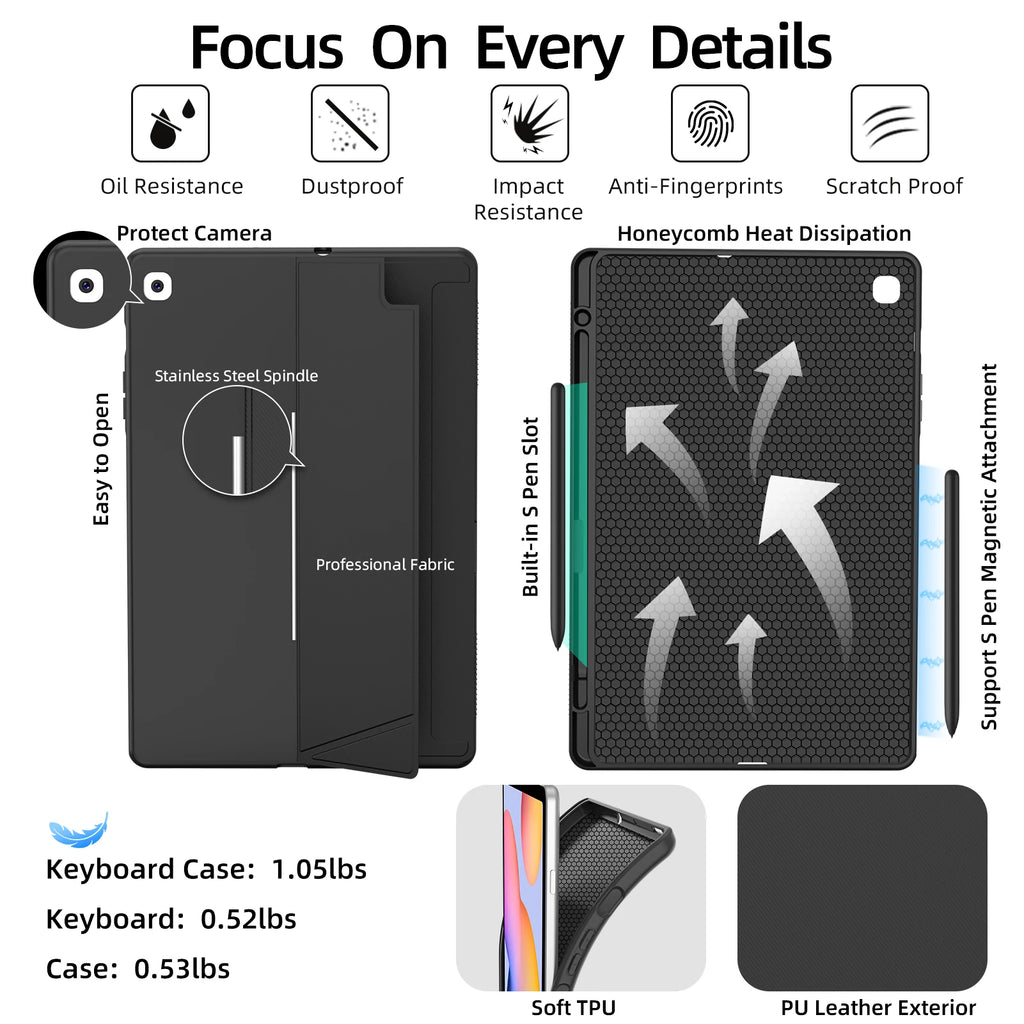 ZHISIHUI New Wireless 360-Degree Rotating Full Size Keyboard Case for for Tab S9+/S10+/S9 FE+ 12.4-Inch Tablet
