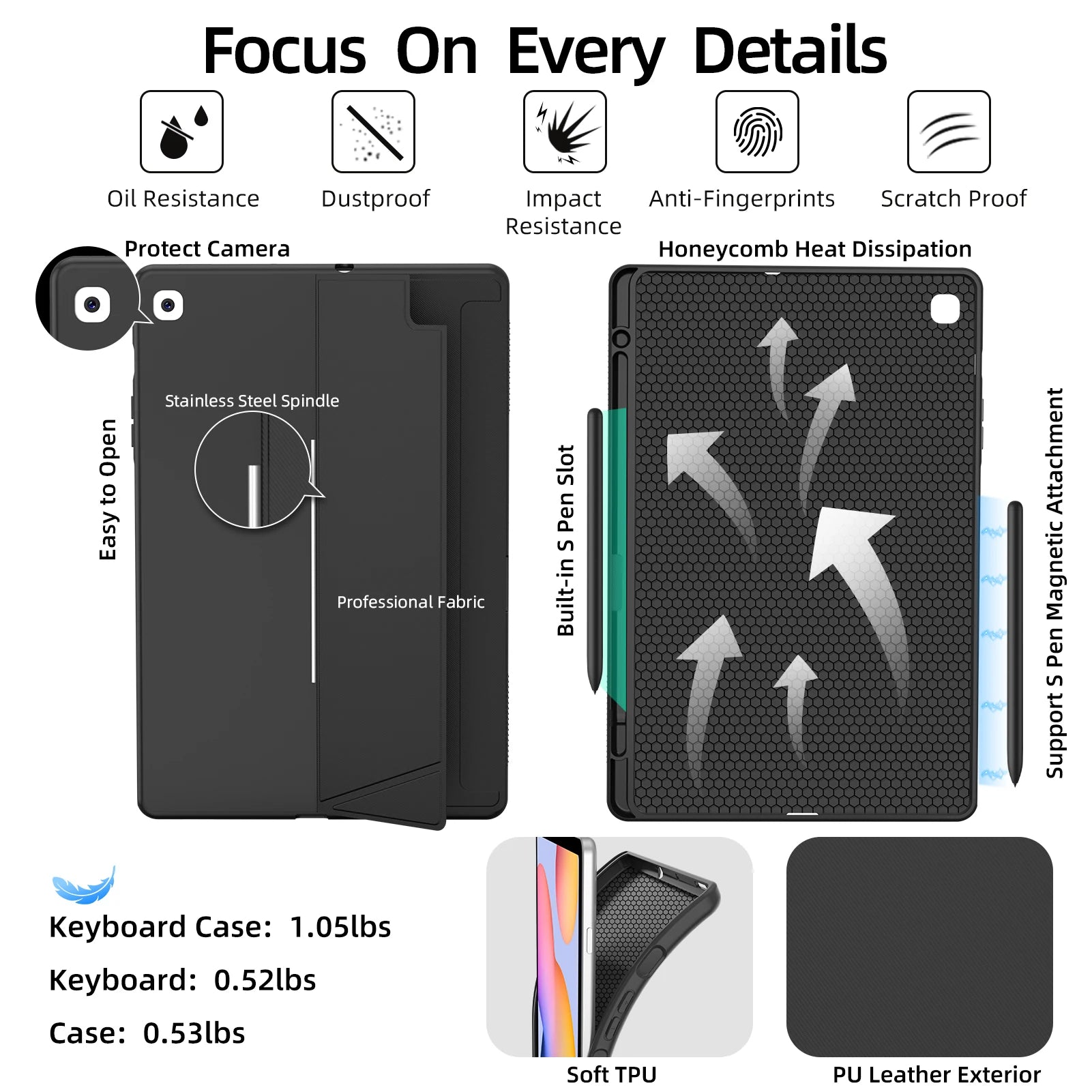 ZHISIHUI New Wireless 360-Degree Rotating Full Size Keyboard Case for for Tab S9+/S10+/S9 FE+ 12.4-Inch Tablet