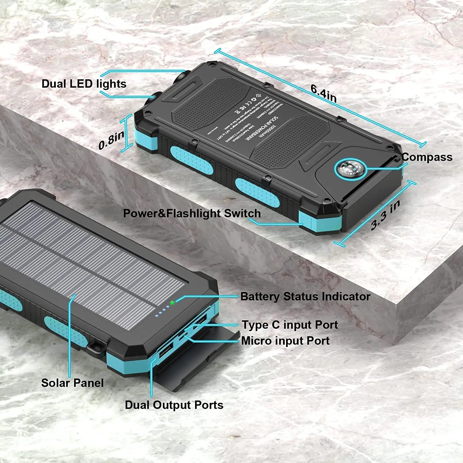 2025 High Capacity Charger 20000mah Waterproof Solar Power Bank Mobile Powerbank Solar Energy Power Banks for Mobile Phone