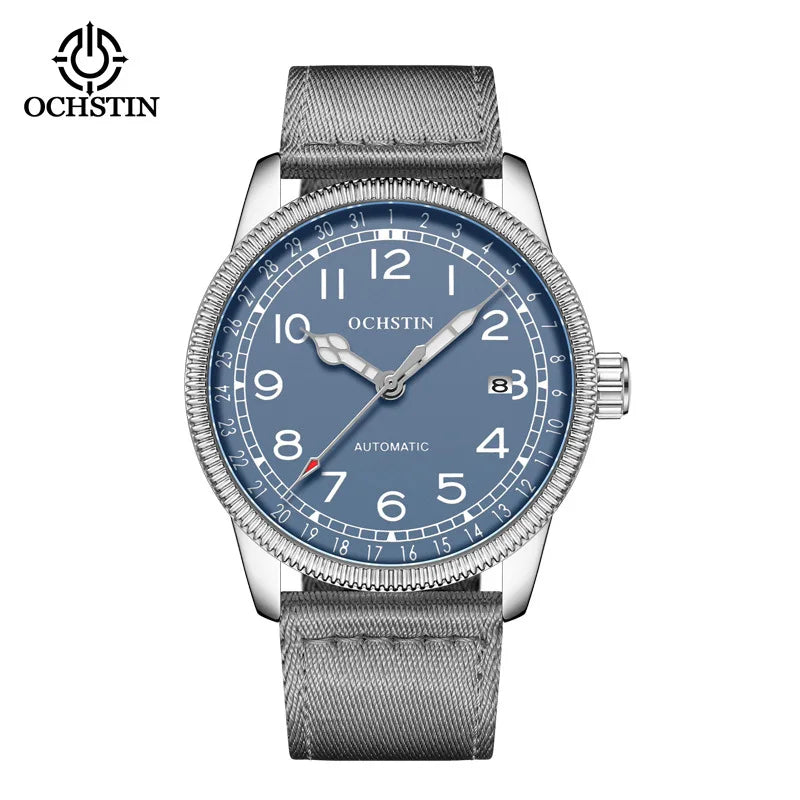 OCHSTIN 7006 GA7006 Automatic Business Luminous Hands Dial Mechanical Men's Watches Nylon Band Genuine Leather Clock Relogio