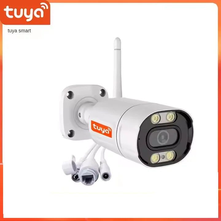 Tuya Metal Outdoor Wireless WiFi Bullet Camera Home 2MP/4MP/6MP Dual-Color Night Vision CMOS Sensor TF Card Storage Smart Life