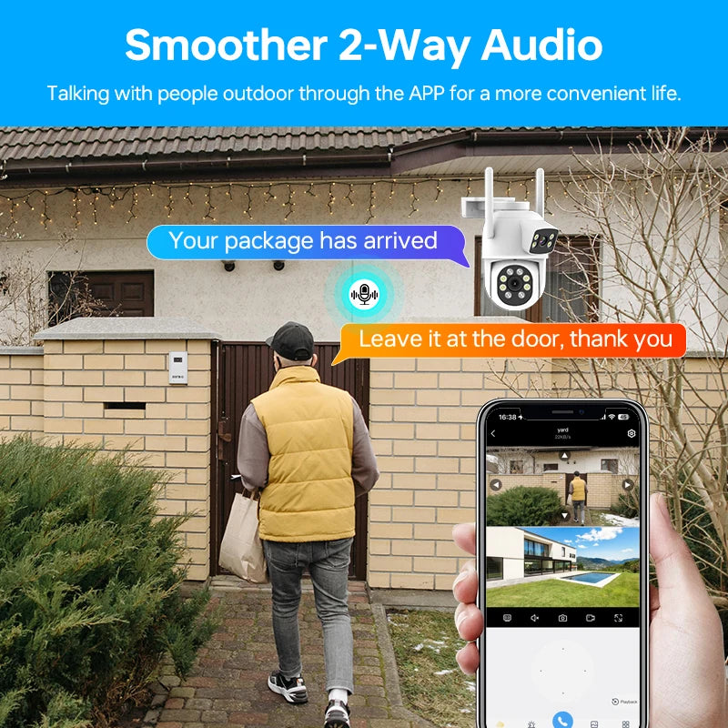 New Night Vision Home Security Camera Built-in Microphone PTZ Camera Home Security Outdoor Rotating Camera Support 256GB TF Card