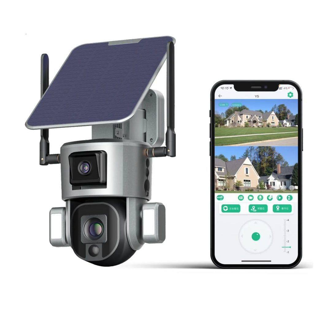 Wireless Wifi 4G CCTV 8MP Dual Lens Camera Home Security 4K 4X 10X Zoom WIFI IP Solar Dual Lens Camera