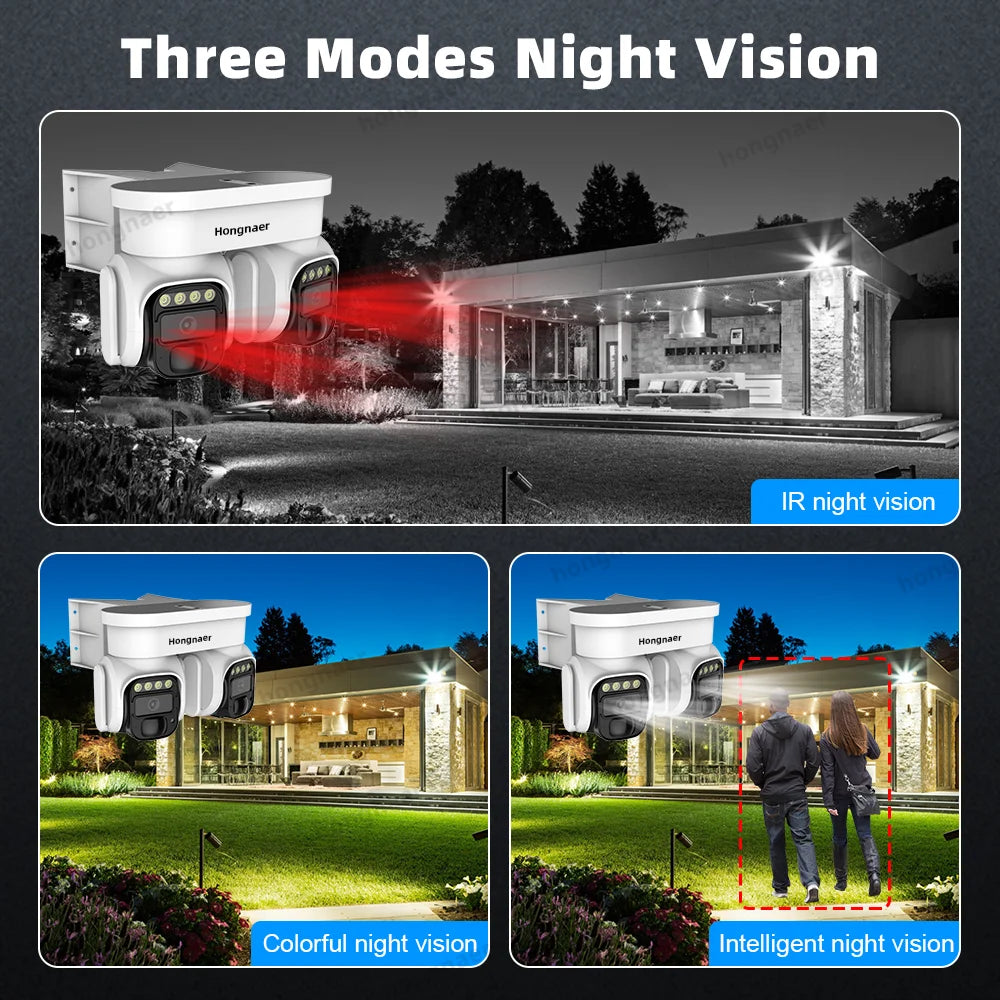 Hongnaer New 8MP Wireless WiFi Video Surveillance CCTV PTZ Camera Home Dual Lens 360 4K Outdoor WiFi Security Camera