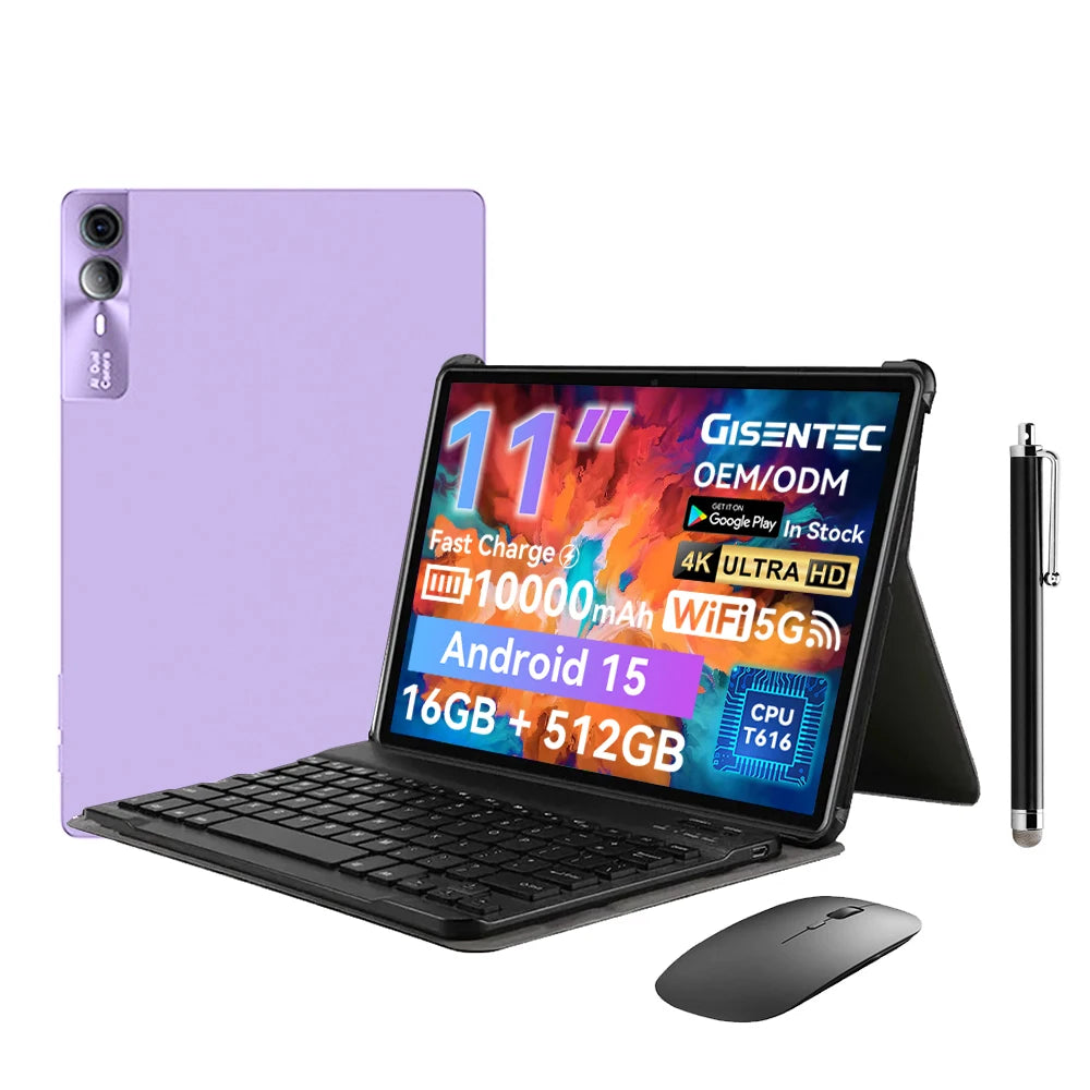Brand High Quality Android 15 11" 16GB +512GB Dual Sim Card 2in1 Laptop 4G 5G Tablet PC Computer Tablette Tableta with Keyboard