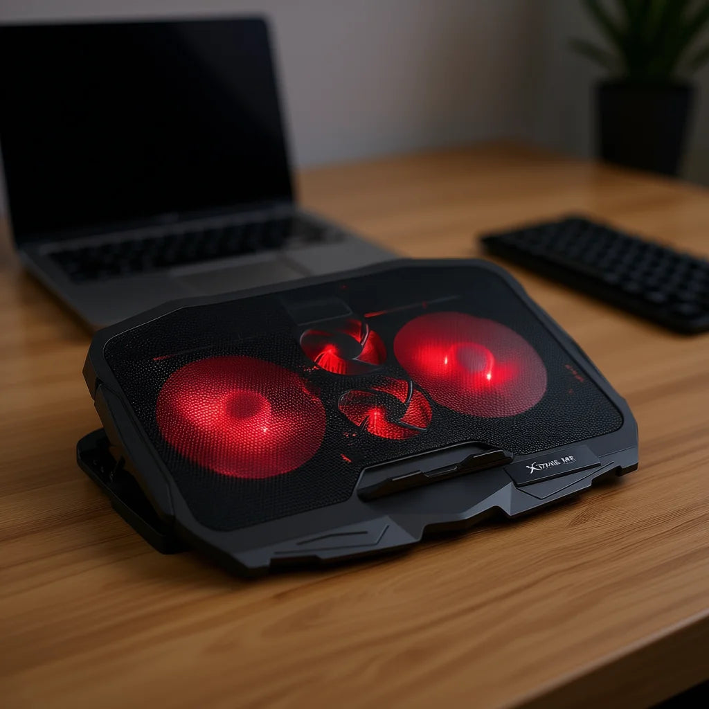 Xtrike Me FN-802 Laptop Cooling Pad 4 Ball Bearing Fans RGB Backlight USB Interface Plastic Heatsink for 16-inch Computer Case