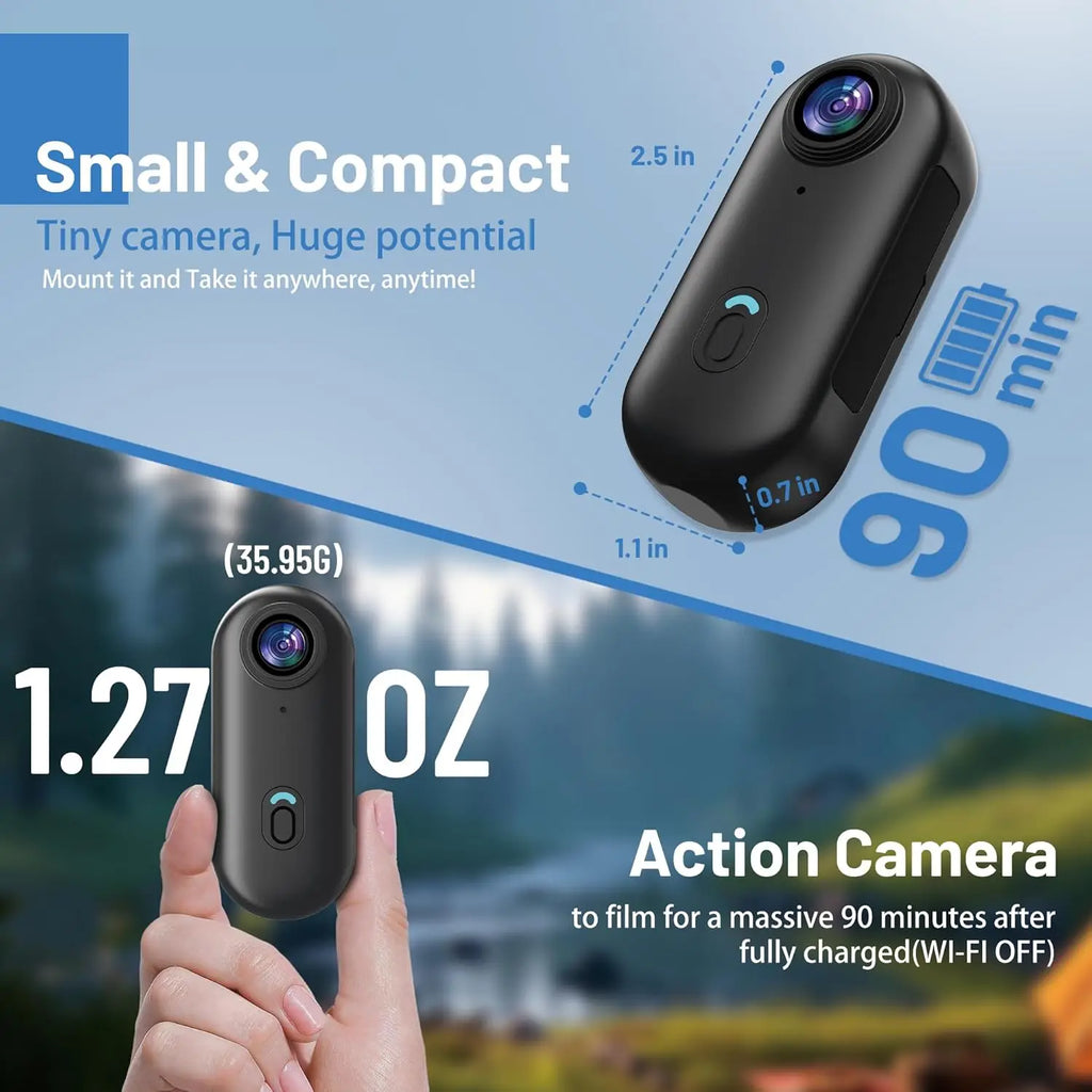 FHD 4K Mini Body POV Camera, Wearable Action Body Cam, Thumb Size Hands Free Recording Body Worn Camera, Premium