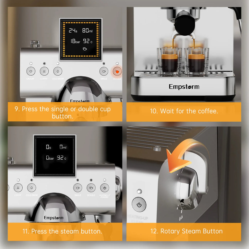 For High Quality Aluminum Semi Automatic Coffee Machine Electric Espresso Maker Cold Brew Coffee Household Use Stock US