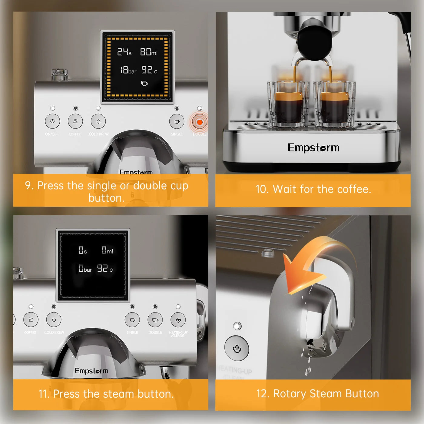 For High Quality Aluminum Semi Automatic Coffee Machine Electric Espresso Maker Cold Brew Coffee Household Use Stock US