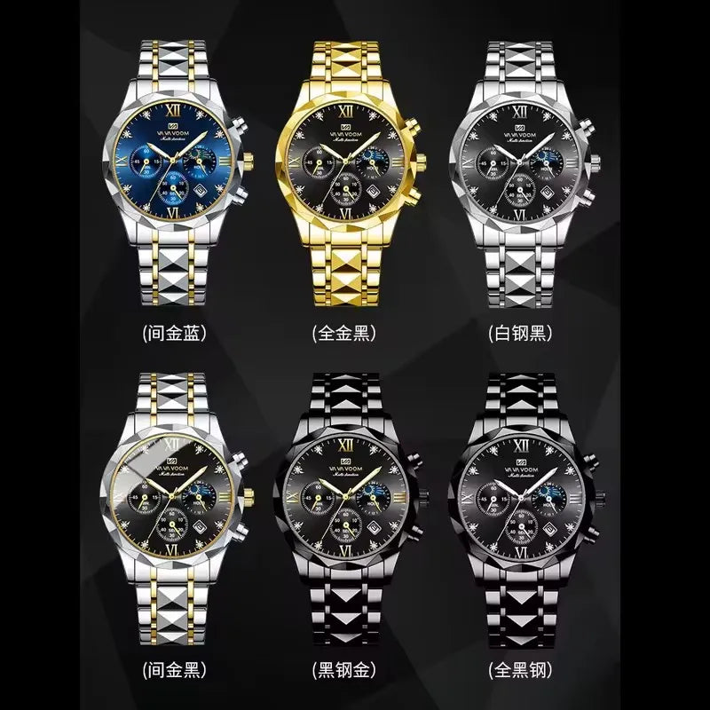 Hannah Martin Vava Voom 2741 Fashion Men's Watches Brand Waterproof Stainless Steel Business High End Date Quartz Watch for Men