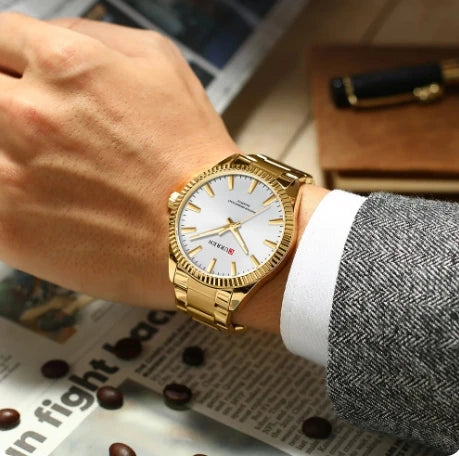 Curren 8425 New Men's Watches Simple Style Luminous Hands Clock Stainless Steel Men Brand Quartz Wristwatches for Male Relojes