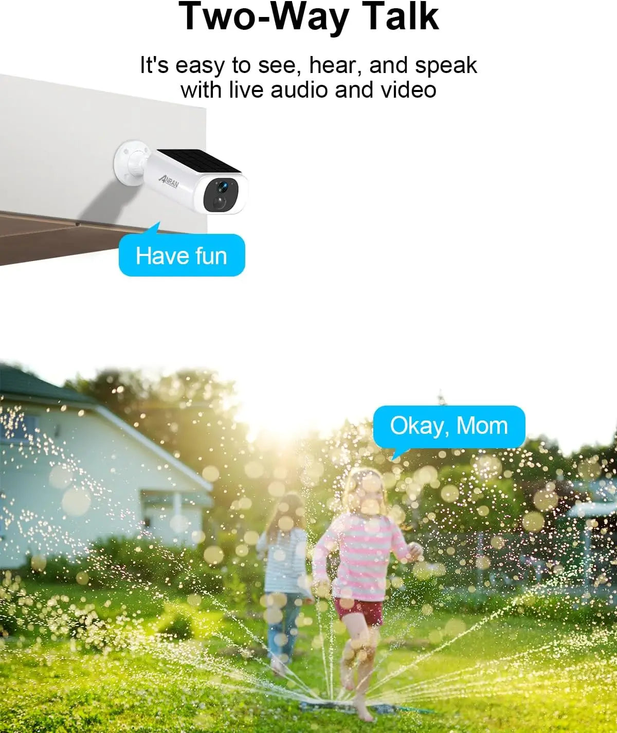 ANRAN 5MP Solar Security Camera Outdoor,Wireless Battery Powered WiFi Camera Home,Color Night Vision, 2-Way Audio, Siren Alarm