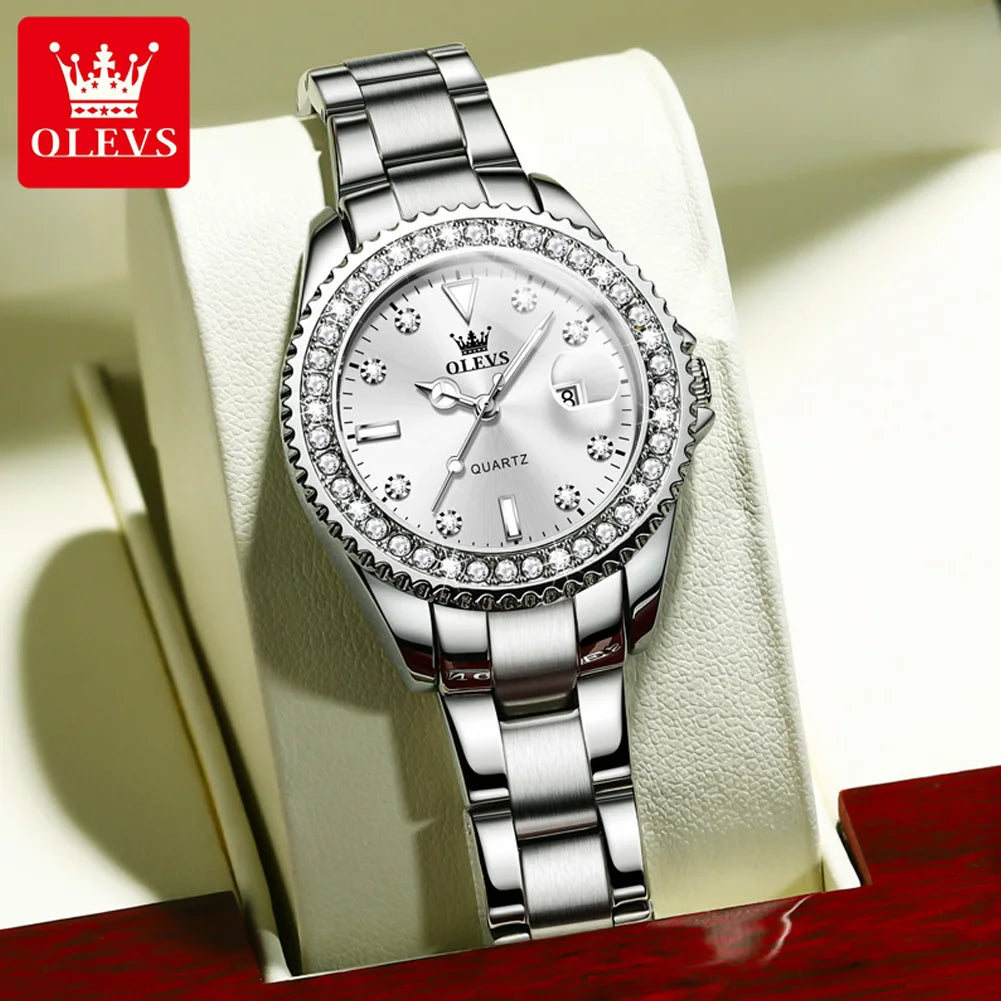 OLEVS Women's Watches Top Brand Original Quartz Ladies Waterproof Date New Arrival Luxury Diamond Wristwatch 9945