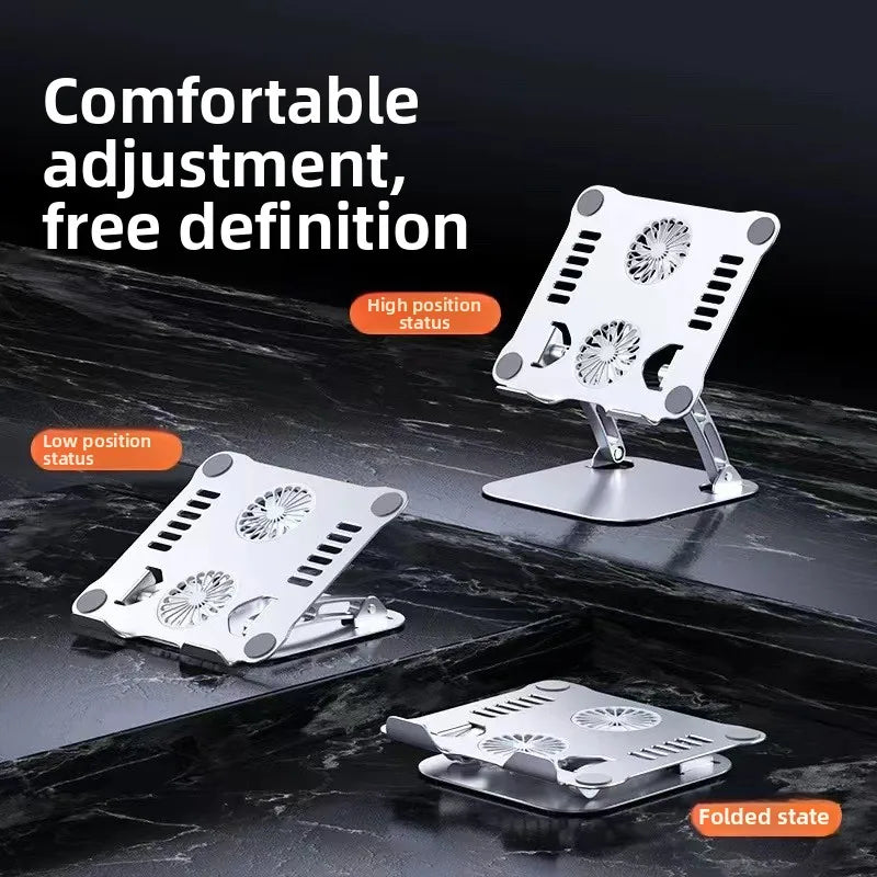 Foldable  Aluminum 360 Rotation Laptop Stand With Cooling Fan Ergonomic Adjustable  Laptop Holder for Office Business Gifts