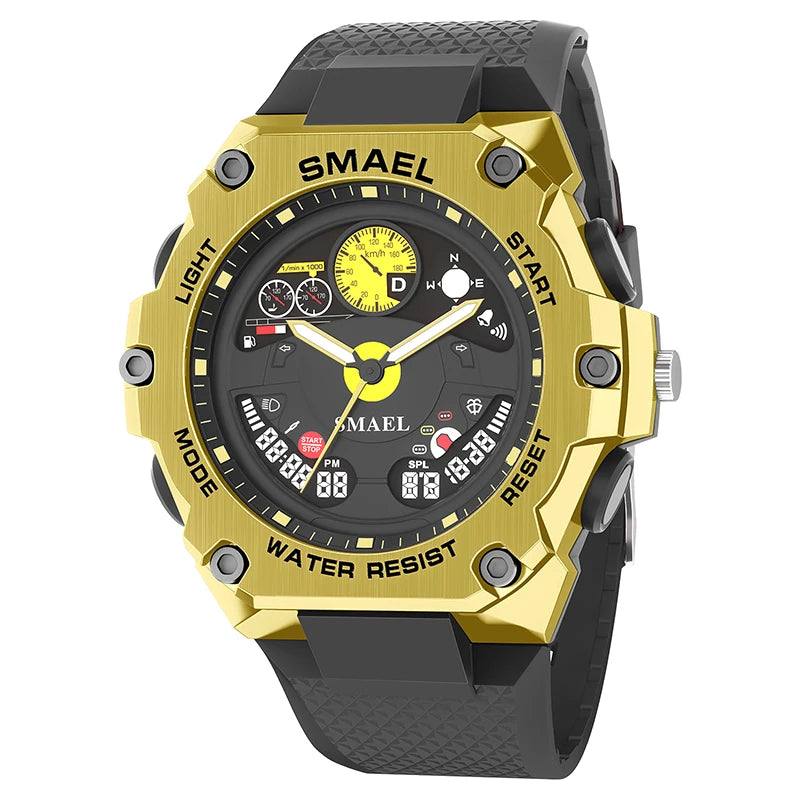 SMAEL 8092 New Design Trending Dual Time Sport Watch Analog Digital Watches for Men Alarm Luminous Calendar for Men's Watches