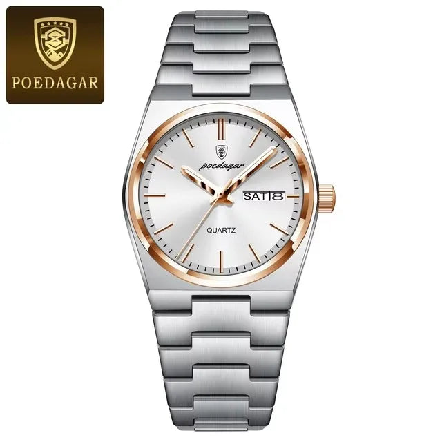 POEDAGAR 786 Luxury Watch Woman Ladies Elegant Quartz Watch Waterproof Luminous Date Week Stainless Steel Women's Watches Clock