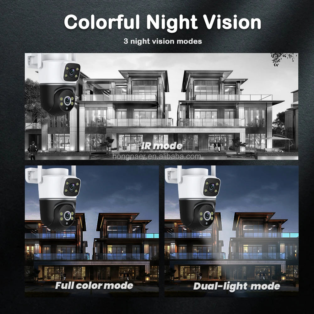 Hongnaer 4MP Wireless WiFi Video Surveillance IP PTZ Camera 360 CCTV Outdoor WiFi Security Dual Lens Tuya Smart Camera